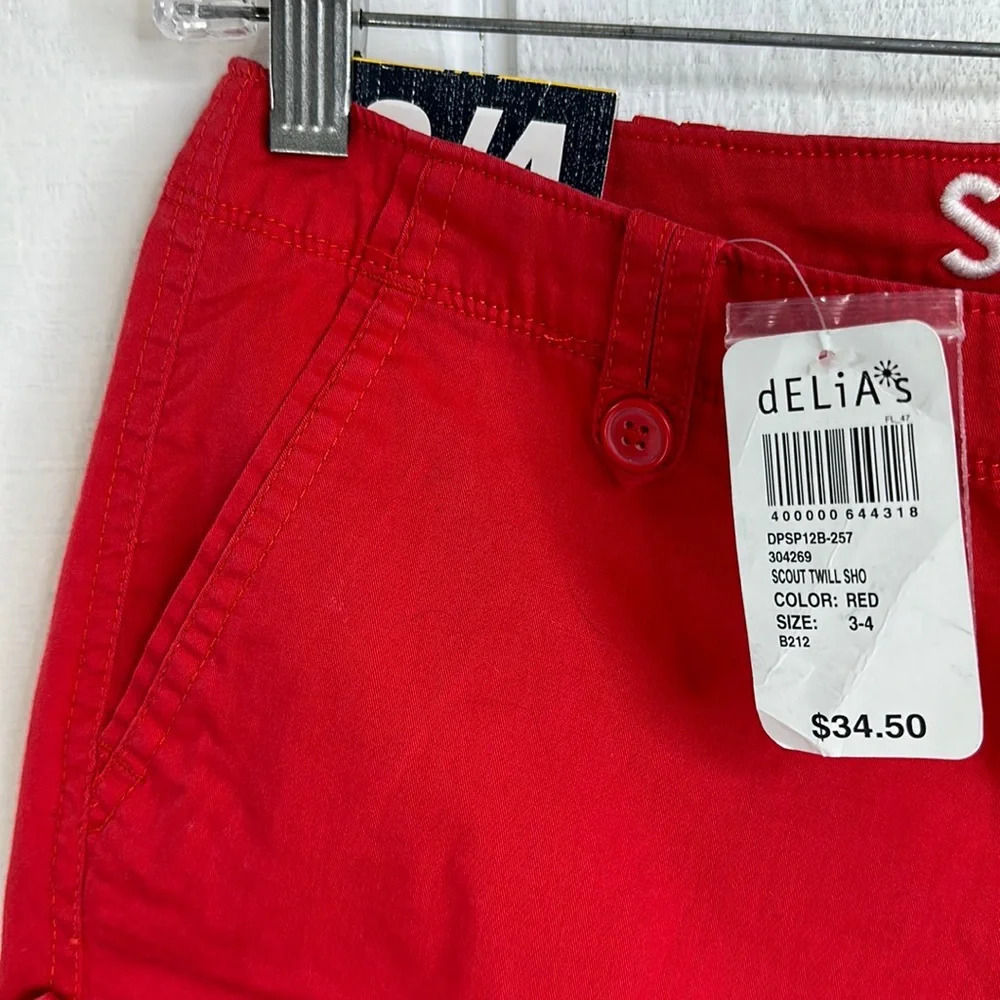 Delia’s Women’s/Juniors Scout Size 3/4 Cherry Red 4” inseam 4-pocket Shorts NWT - Picture 4 of 7
